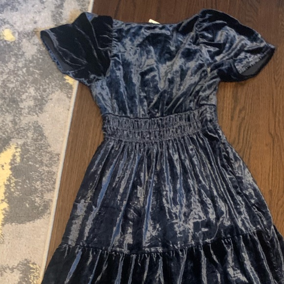 Anthropologie XXS NWT Somerset Velvet Edition Maxi Dress Long Tiered Navy Blue - Picture 9 of 11
